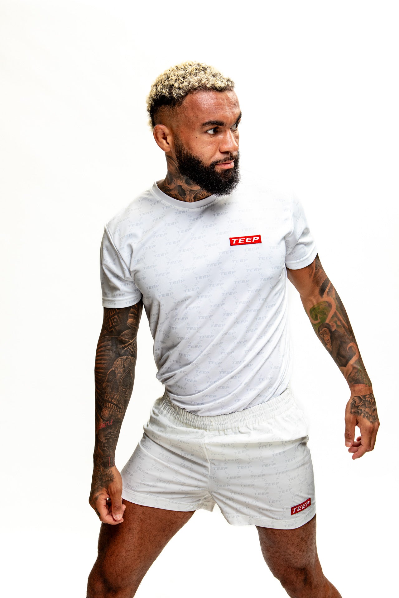 Signature Teep pattern Gym/ Casual shorts White