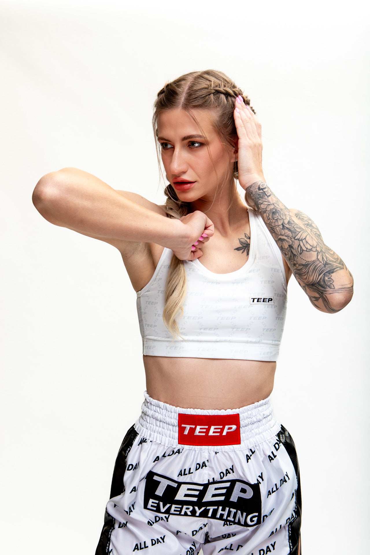 TEEP signature pattern sports bra White
