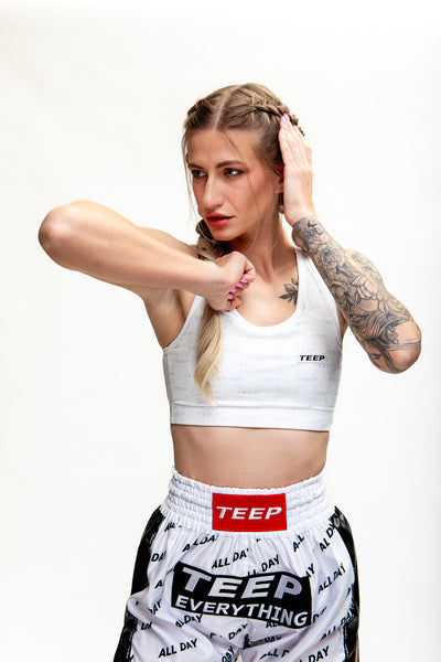TEEP signature pattern sports bra White