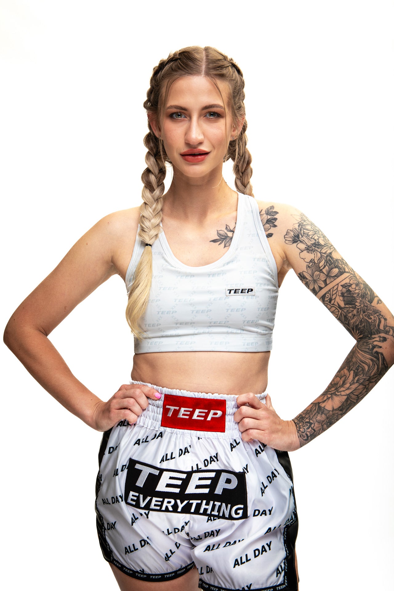 TEEP signature pattern sports bra White