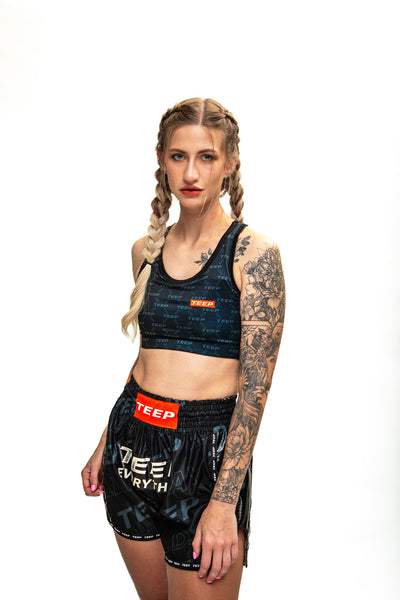 TEEP signature pattern sports bra Black
