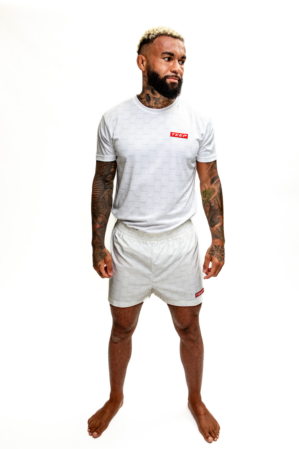 Signature Teep pattern Gym/ Casual shorts White
