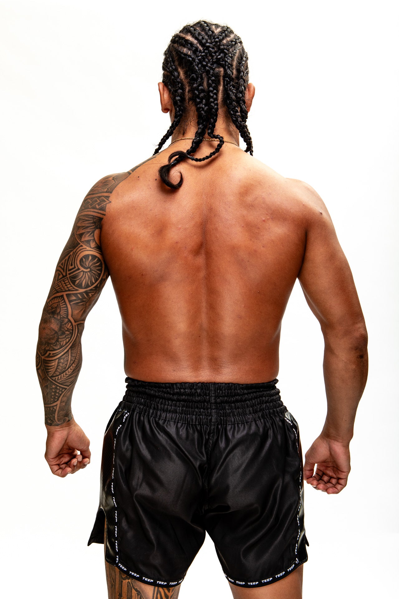 Teep Everything plain black Thai boxing shorts
