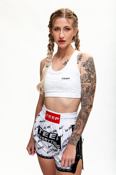 TEEP signature pattern sports bra White