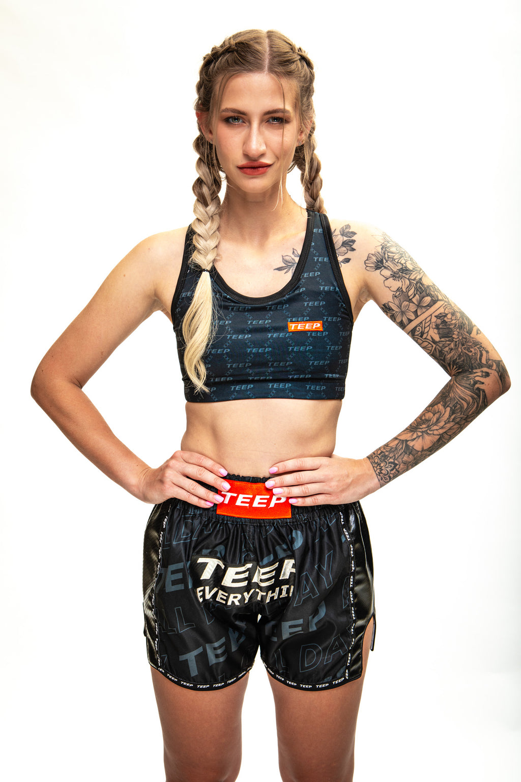 TEEP signature pattern sports bra Black
