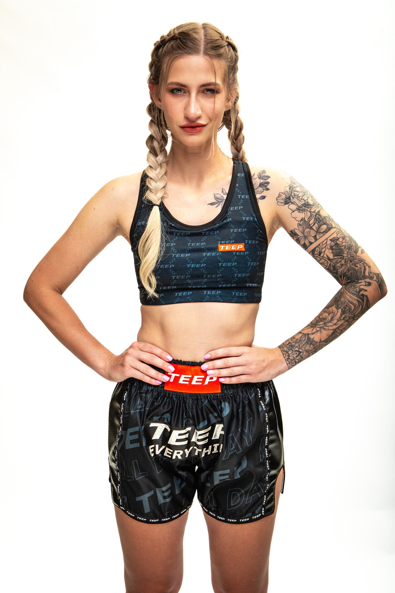TEEP signature pattern sports bra Black