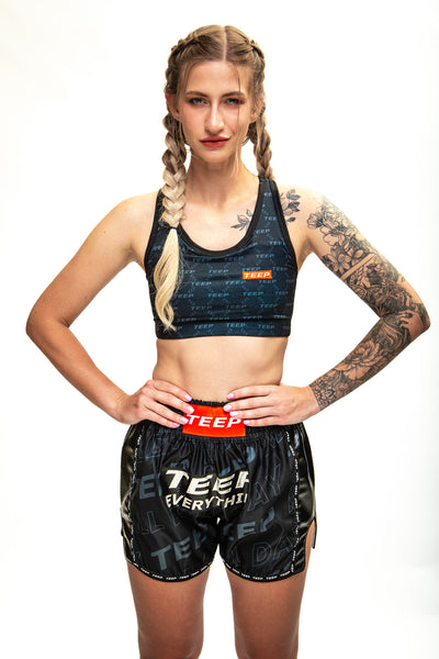 TEEP signature pattern sports bra Black