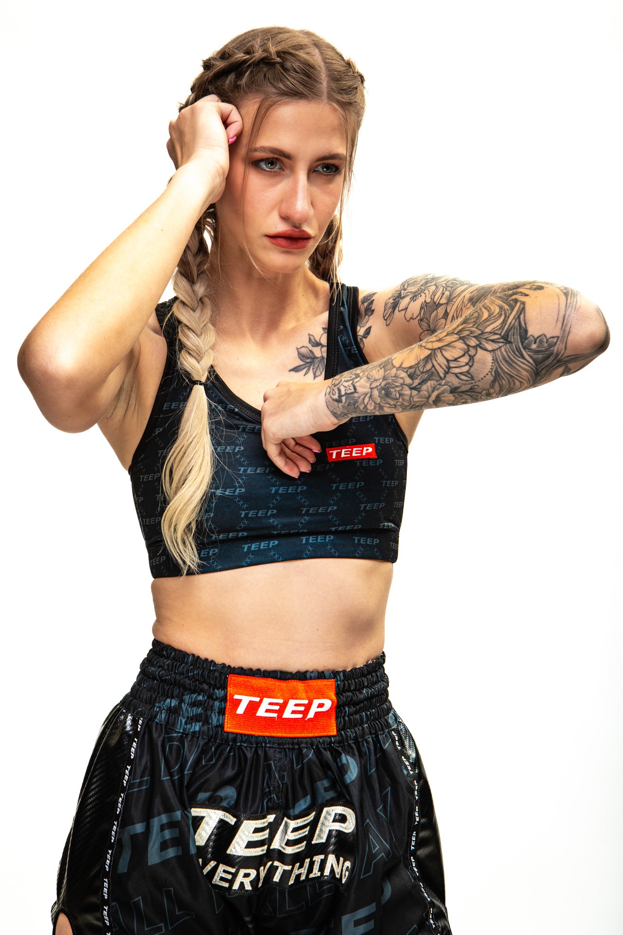 TEEP signature pattern sports bra Black